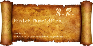 Minich Ruszlána névjegykártya